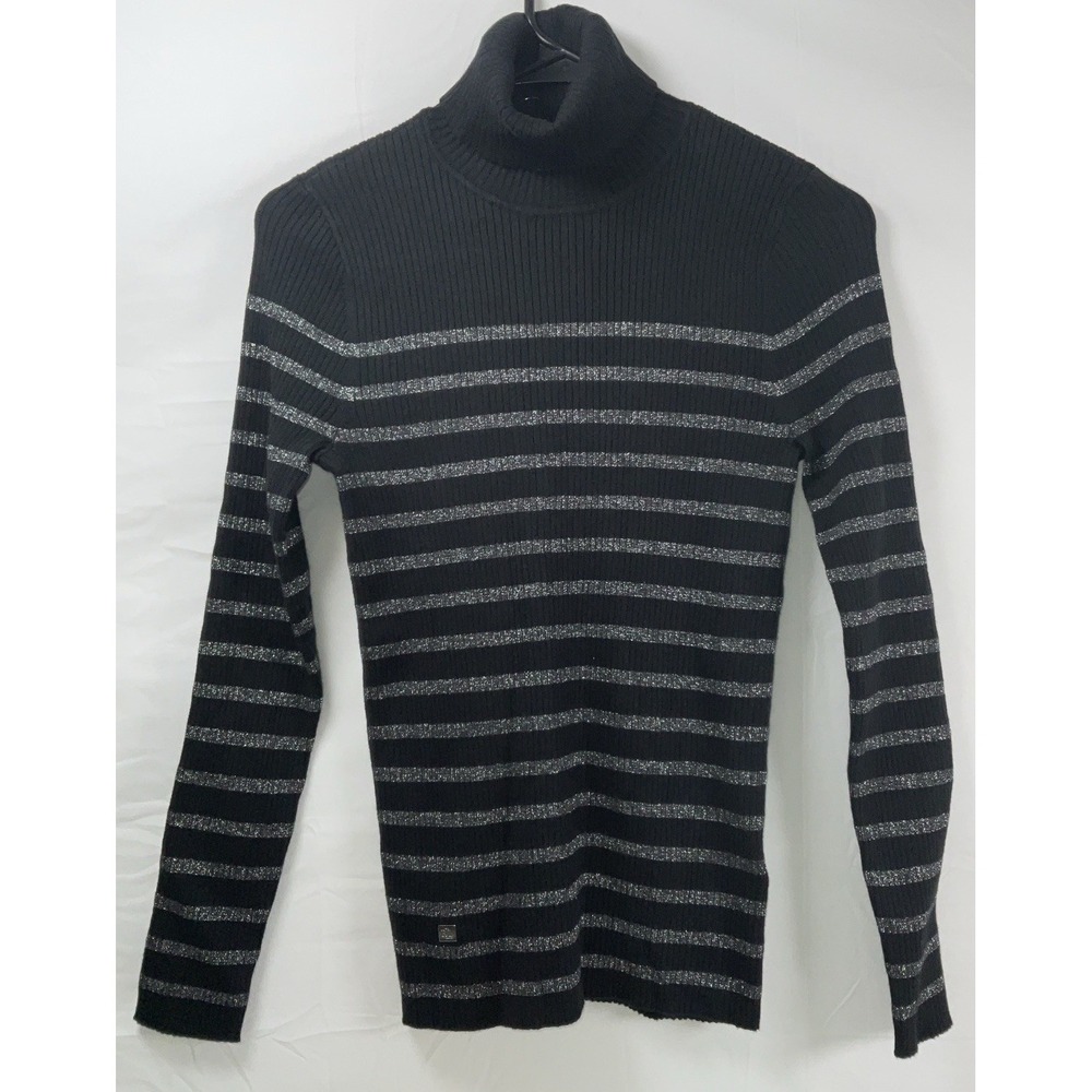 NWOT Women's Lauren Ralph Lauren Turtleneck Sweater Black & Silver Medium